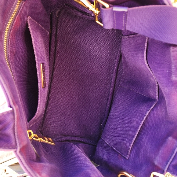 Prada Canapa Purple Cloth Bag - Picture 8 of 11